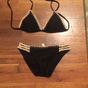 Black bikini with nude trim